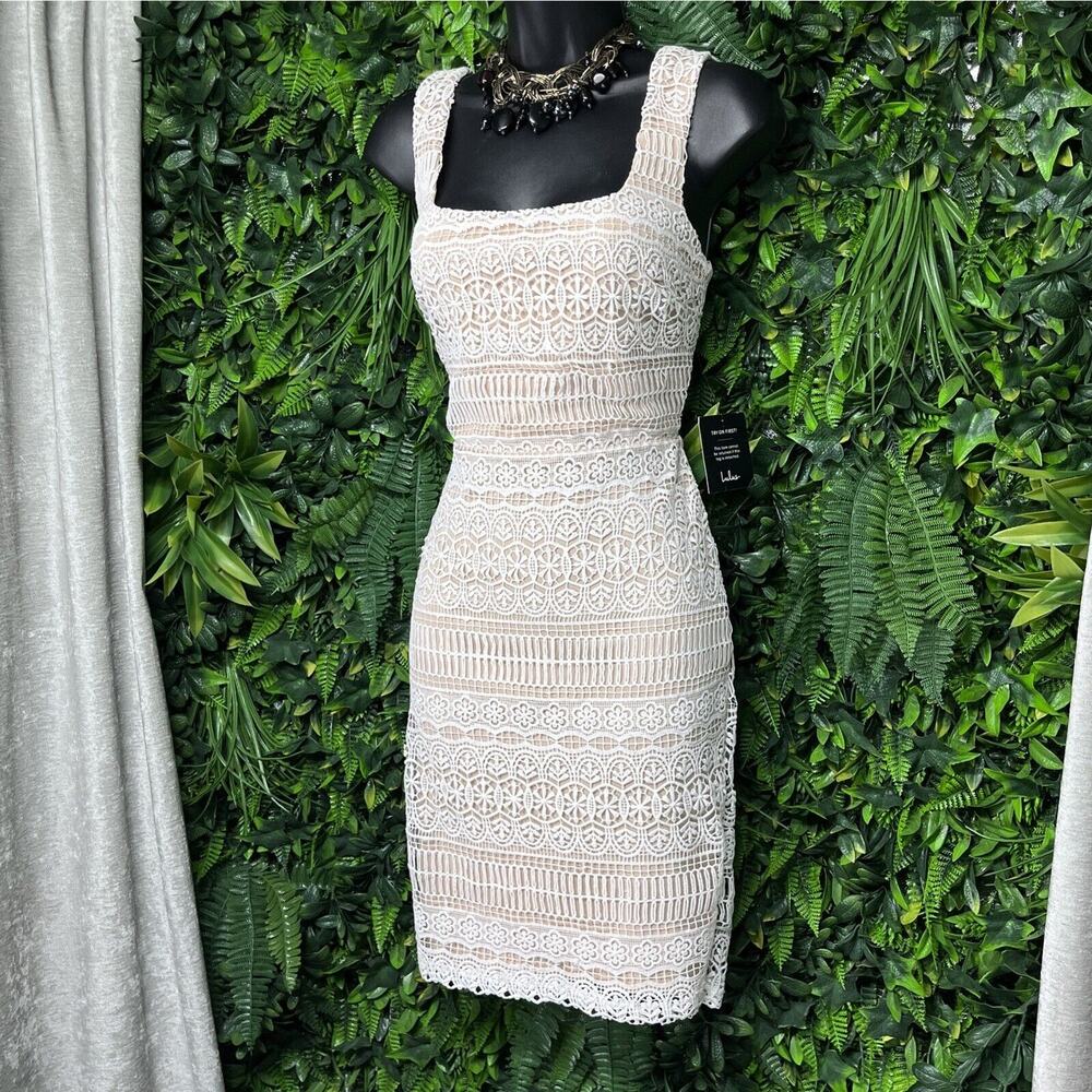 LULUS Dress Women Small White Lace Nude Lining Thriving Force Lace Up 1913